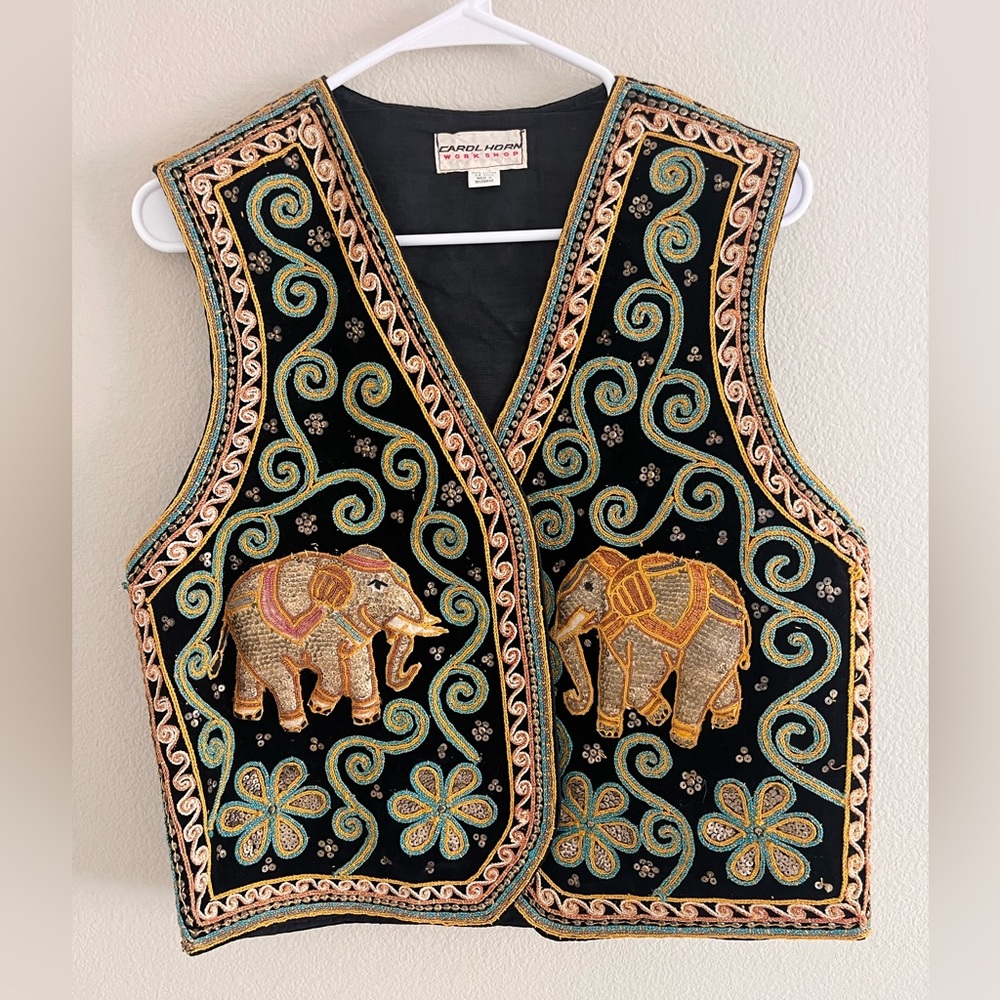 Black Embroidered Vest from Carol Horn Workshop Vintage Festival Boho Whimsy